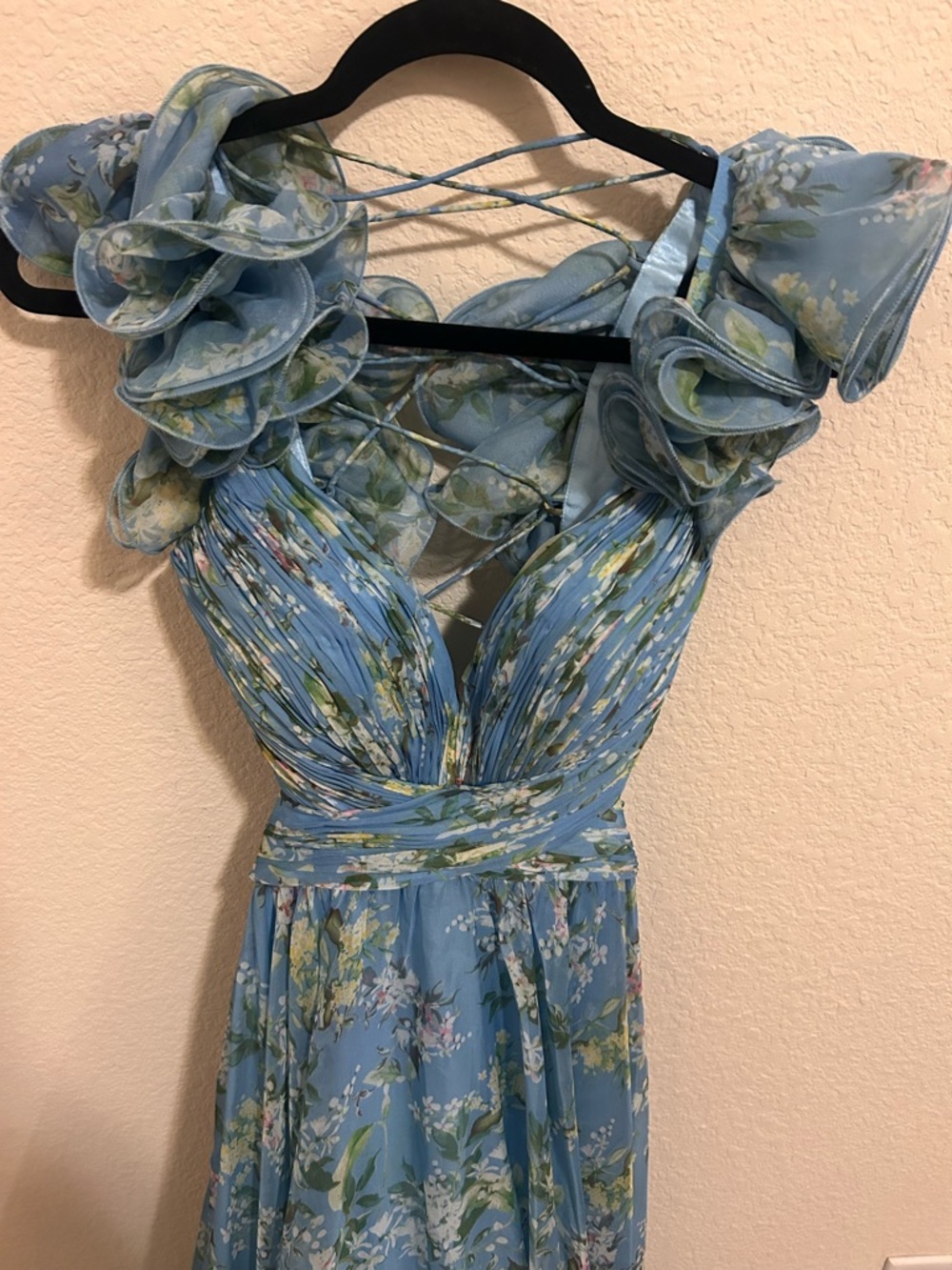 NWT Mac Duggal 67803 Ruffle Tiered Floral Cut Out Chiffon Gown Anthropologie - Picture 5 of 8